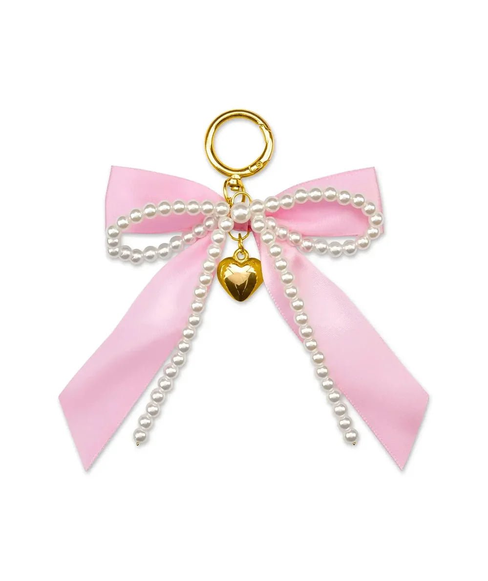 Pink Bow & Pearls Bag Charm by Iscream with pink bow with pearl accents - CAKEWISH.