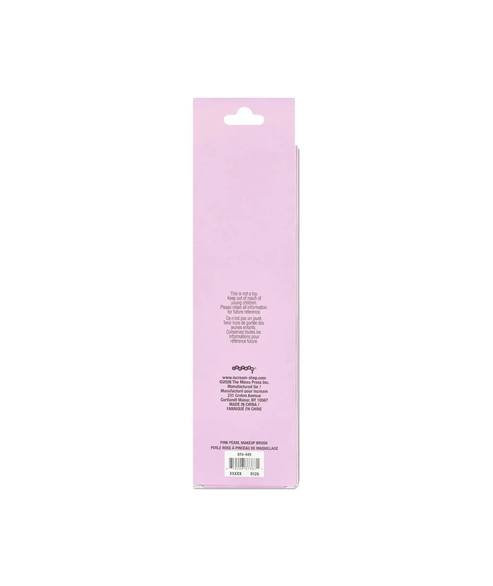 Iscream Pink Pearl Makeup Brush on a peggable blister card, a cute stocking stuffer - CAKEWISH.