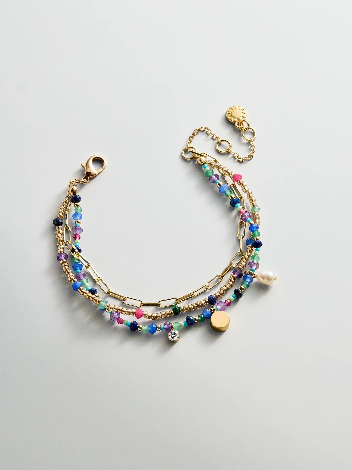 Rowan BlueMulti/Gold Semi - Precious Layered Bracelet - CAKEWISH
