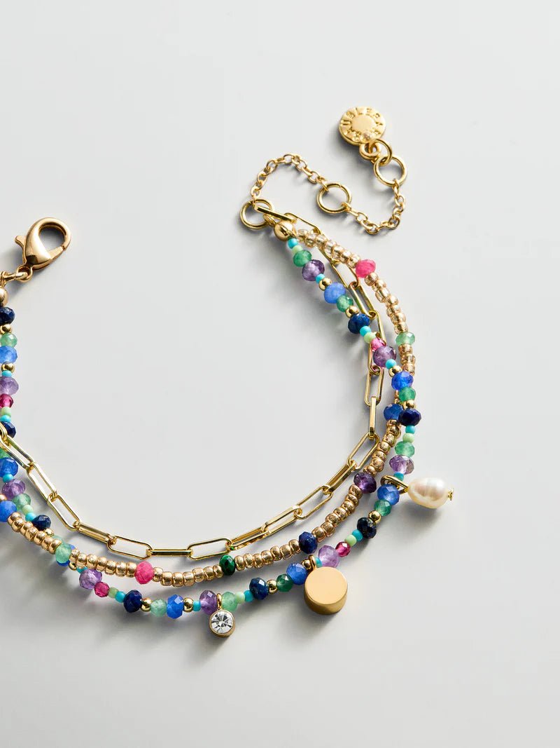 Rowan BlueMulti/Gold Semi - Precious Layered Bracelet - CAKEWISH