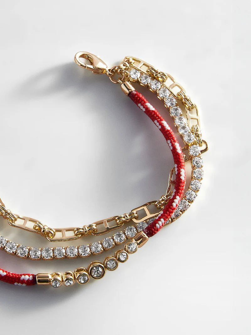 Rowan Red/Gold Semi - Precious Layered Bracelet - CAKEWISH
