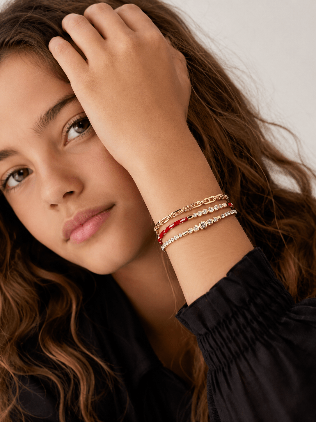 Rowan Red/Gold Semi - Precious Layered Bracelet - CAKEWISH