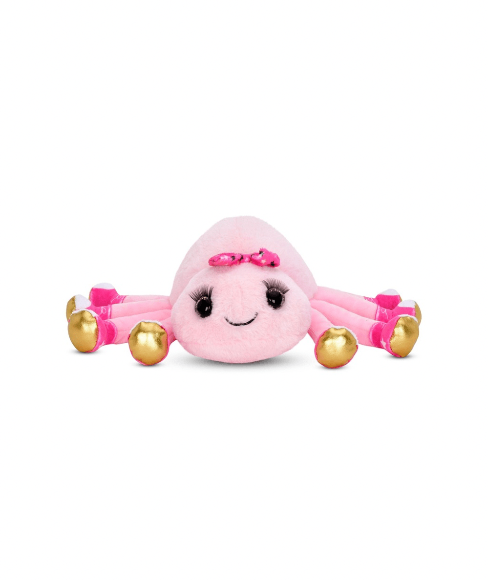 Iscream Sally Spider Mini Plush with pink bow and long eyelashes - CAKEWISH