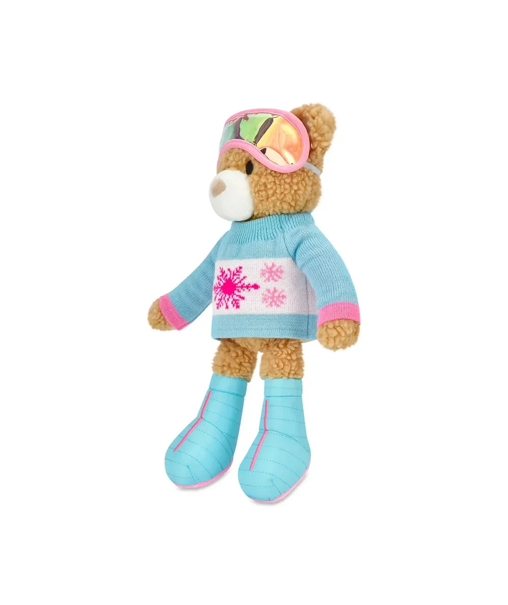 Left side view of the standing Ski Bear plush character, by Iscream - CAKEWISH