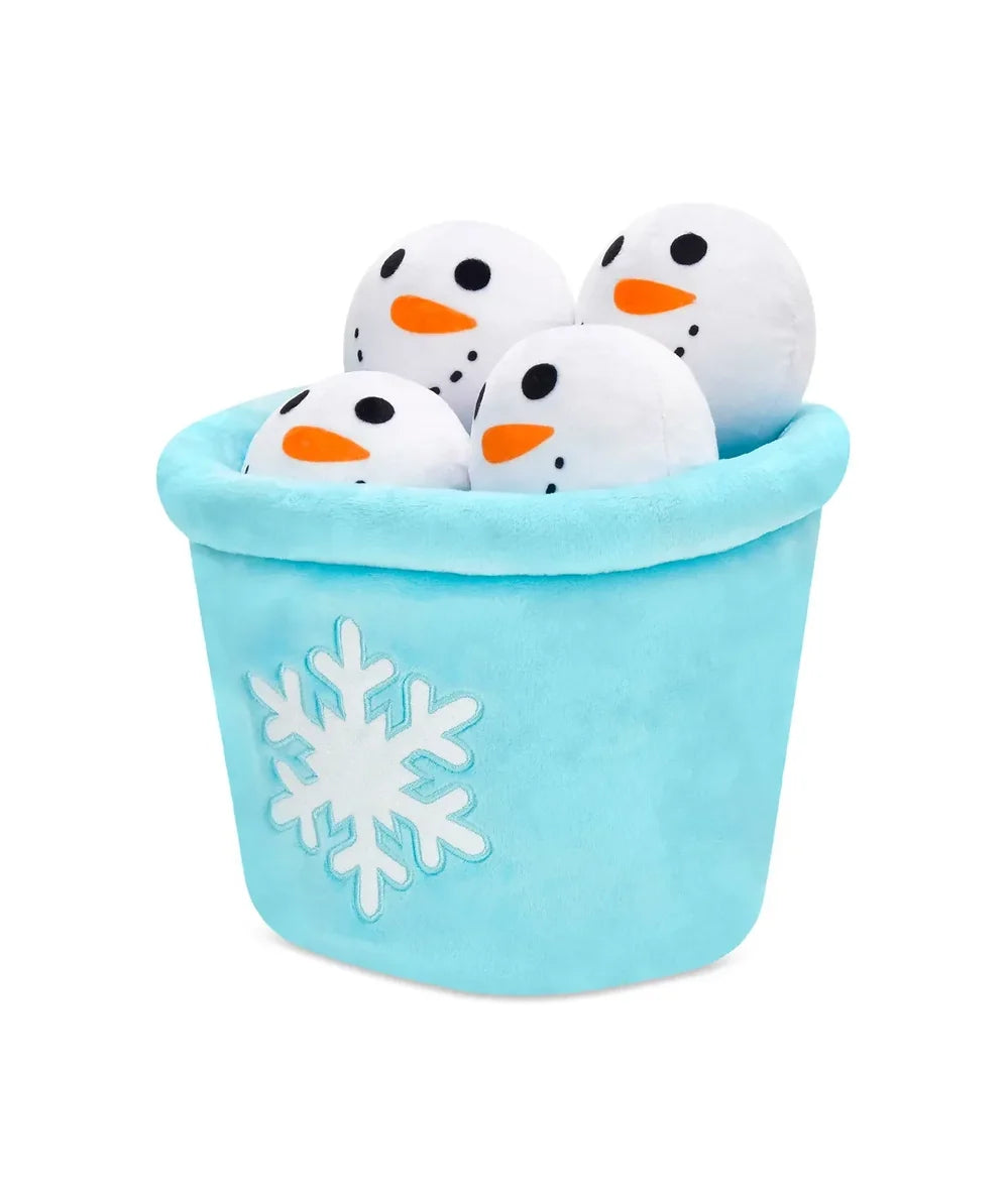 Left side view of the Snow Much Fun snowman plush, by Iscream - CAKEWISH