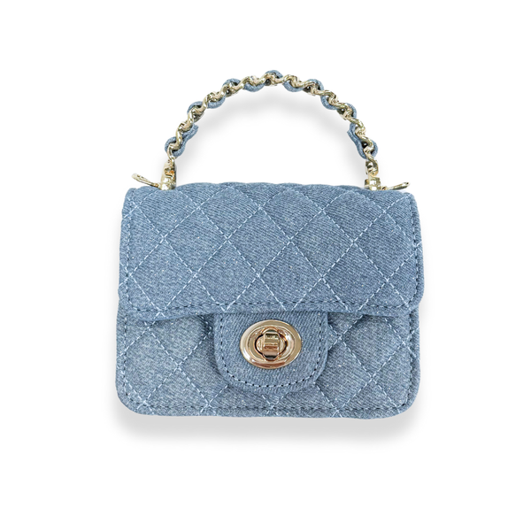 Sparkly Denim Quilted Purse in Light Blue by Doe A Dear - CAKEWISH