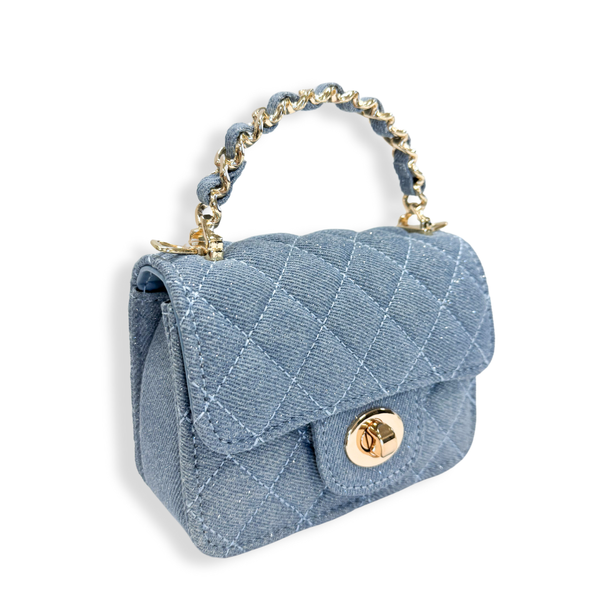 Sparkly Denim Quilted Purse in Light Blue by Doe A Dear - CAKEWISH