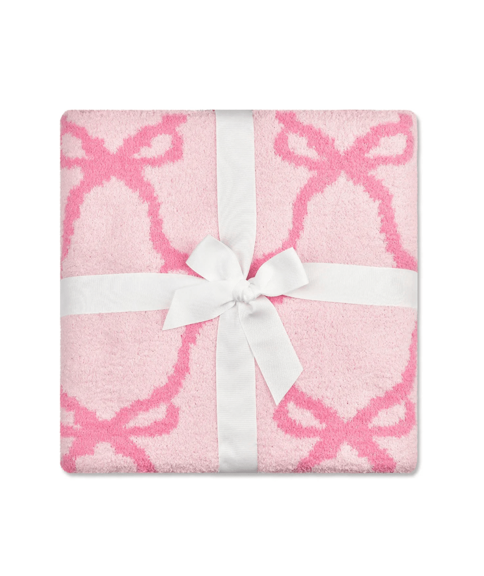 Sweet Trellis Bow Cozy Knit Blanket by Iscream with soft plush material - CAKEWISH.