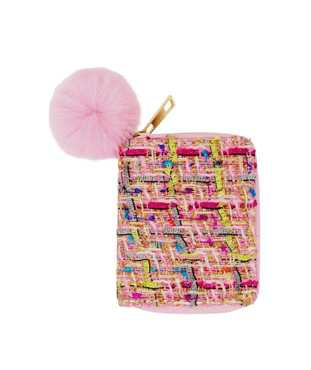 Tweed Wallet with Pom Pom - CAKEWISH