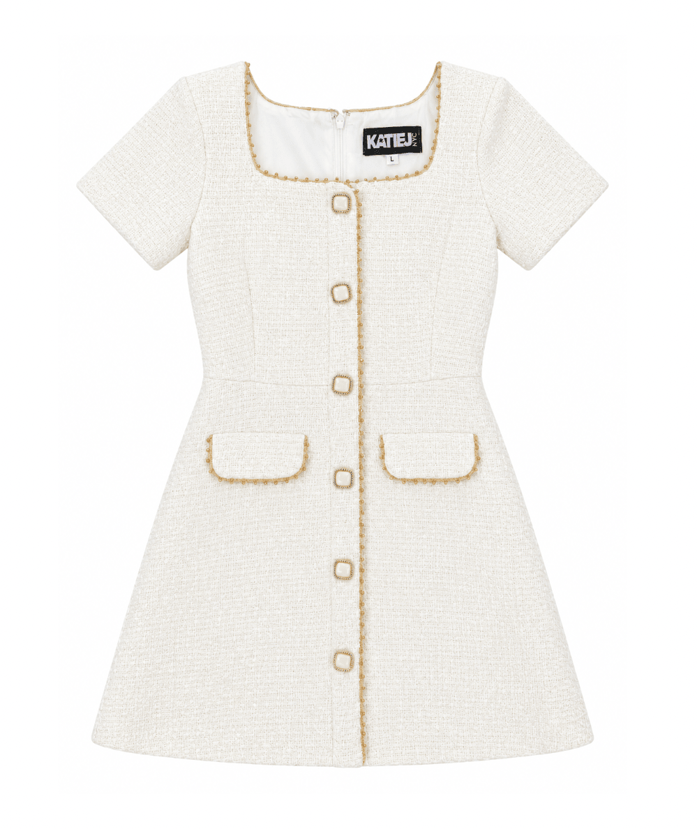 Tween Anna Ivory Boucle Mini Dress - CAKEWISH