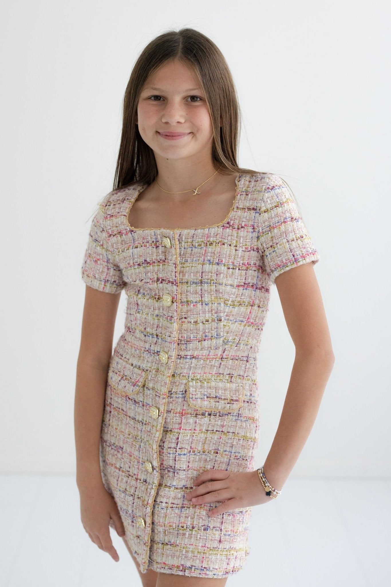 Tween Anna Mini Tweed A - Line Dress - CAKEWISH