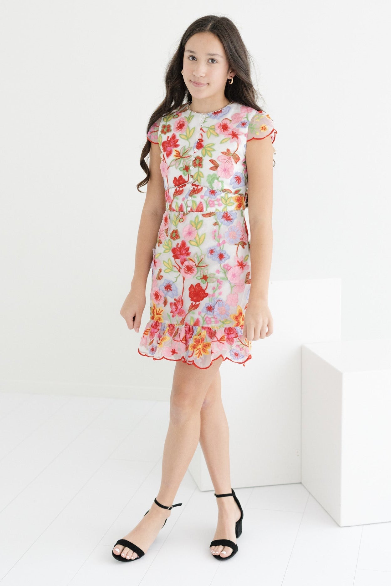 Tween Arabella Embroidered Mini Dress - CAKEWISH