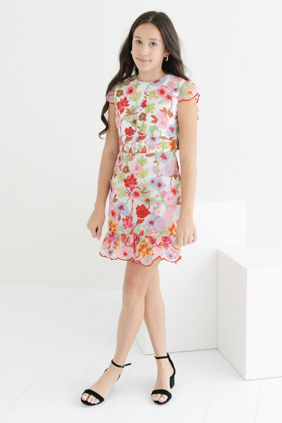 Tween Arabella Embroidered Mini Dress - CAKEWISH