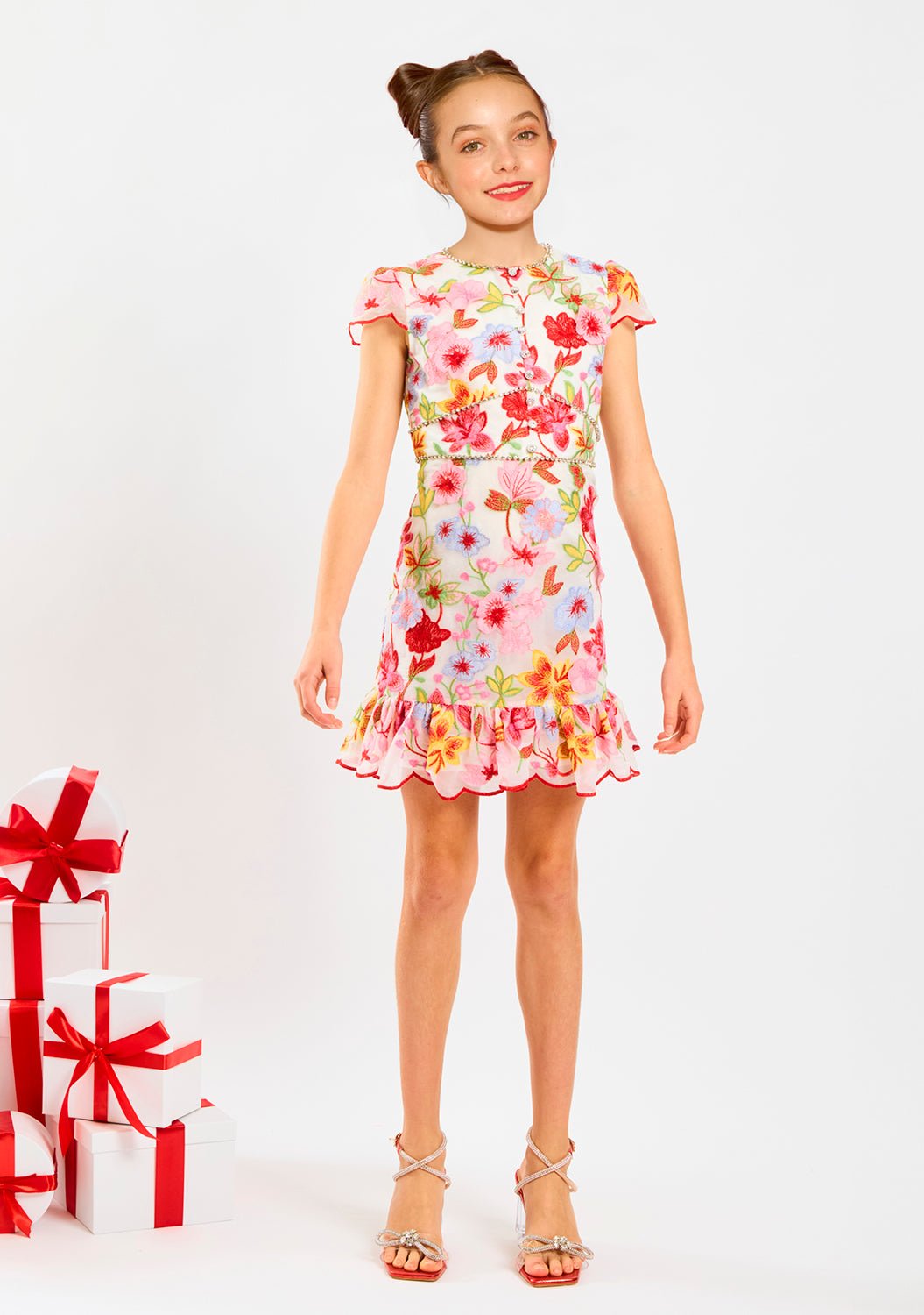 Tween Arabella Embroidered Mini Dress - CAKEWISH