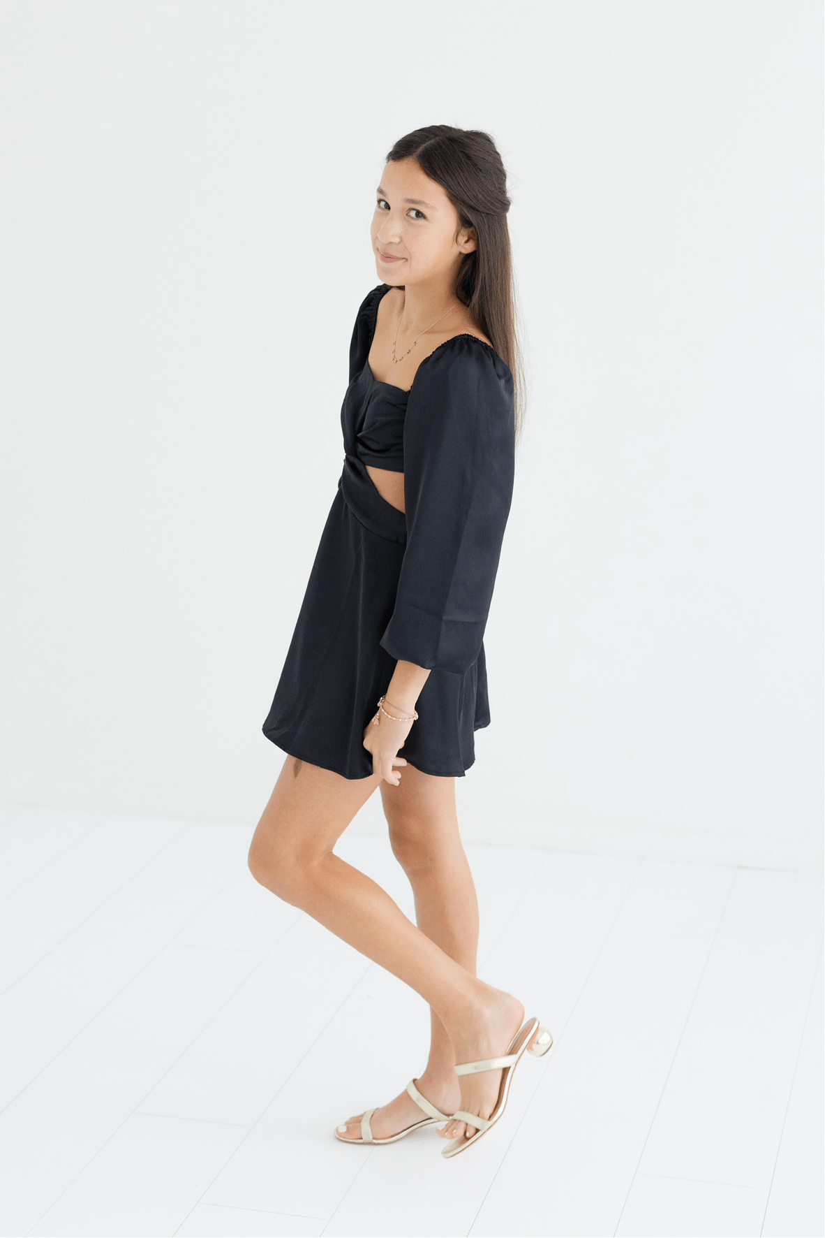 Tween Ari Satin Cut - Out Dress - CAKEWISH