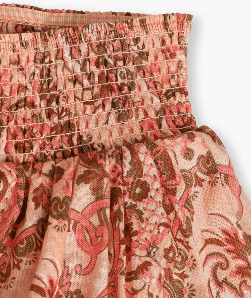 Tween Aster Bubble Hem Skirt Pink Paisley Floral - CAKEWISH
