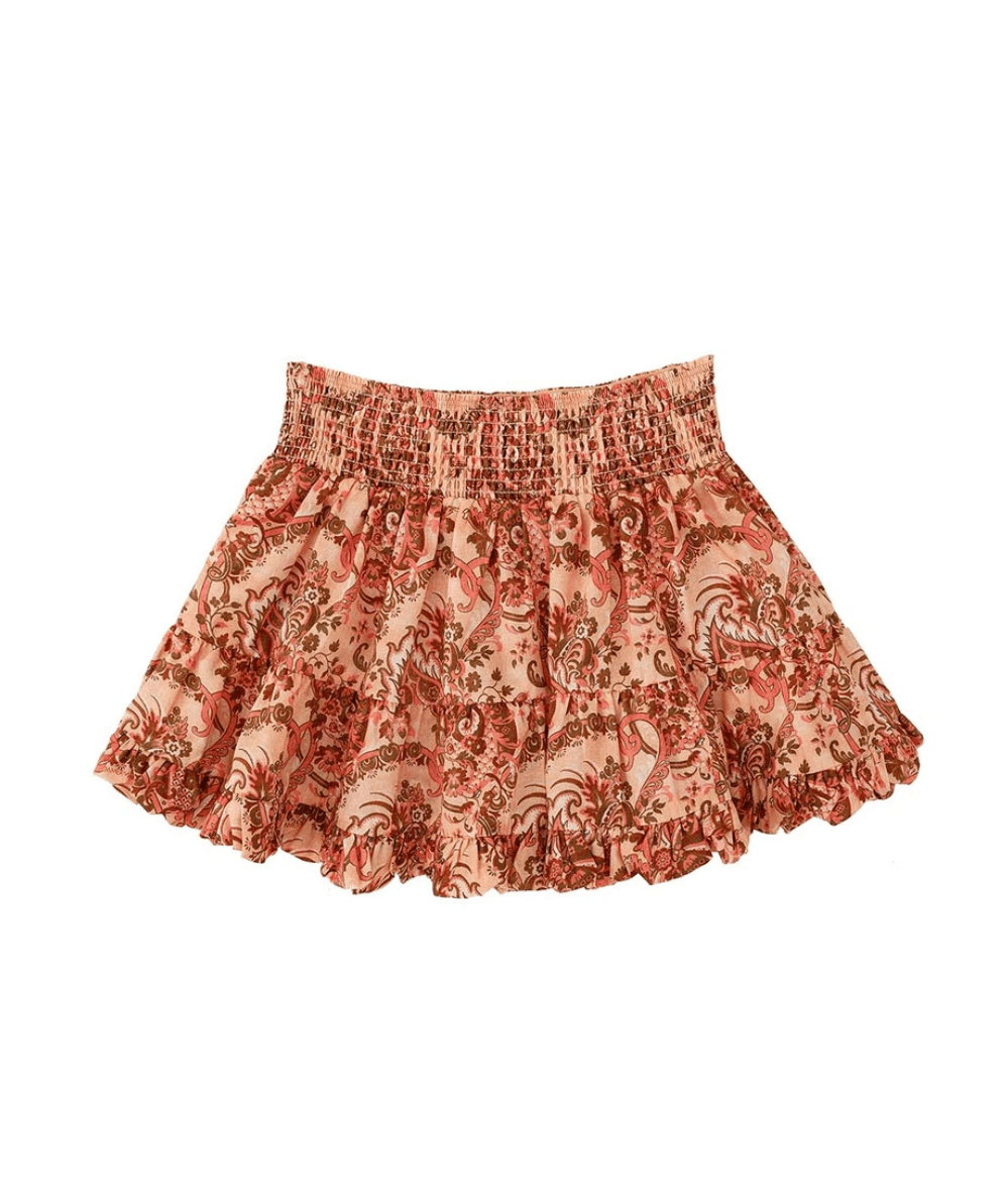 Tween Aster Bubble Hem Skirt Pink Paisley Floral - CAKEWISH