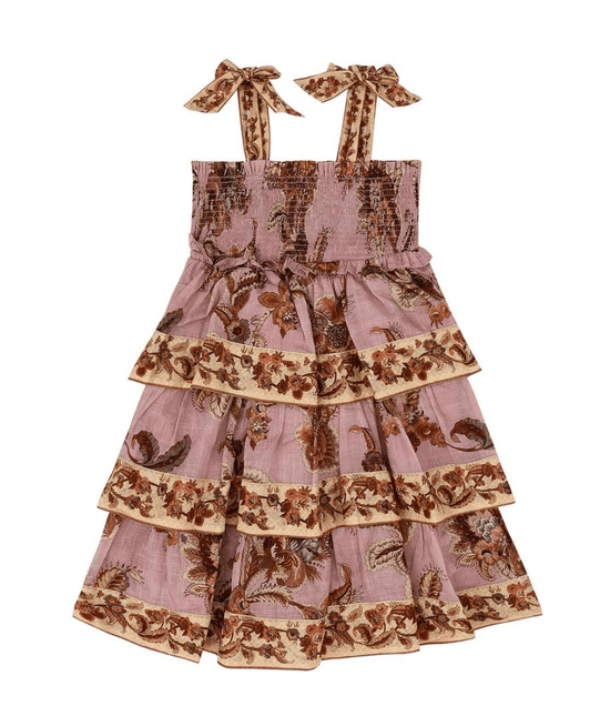 ZIMMERMANN Aster Kids Tiered Dress | Mauve Jacobean