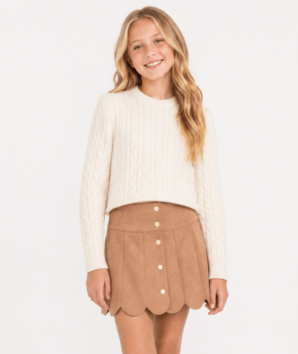 Tween Autumn Faux Suede Skirt - CAKEWISH
