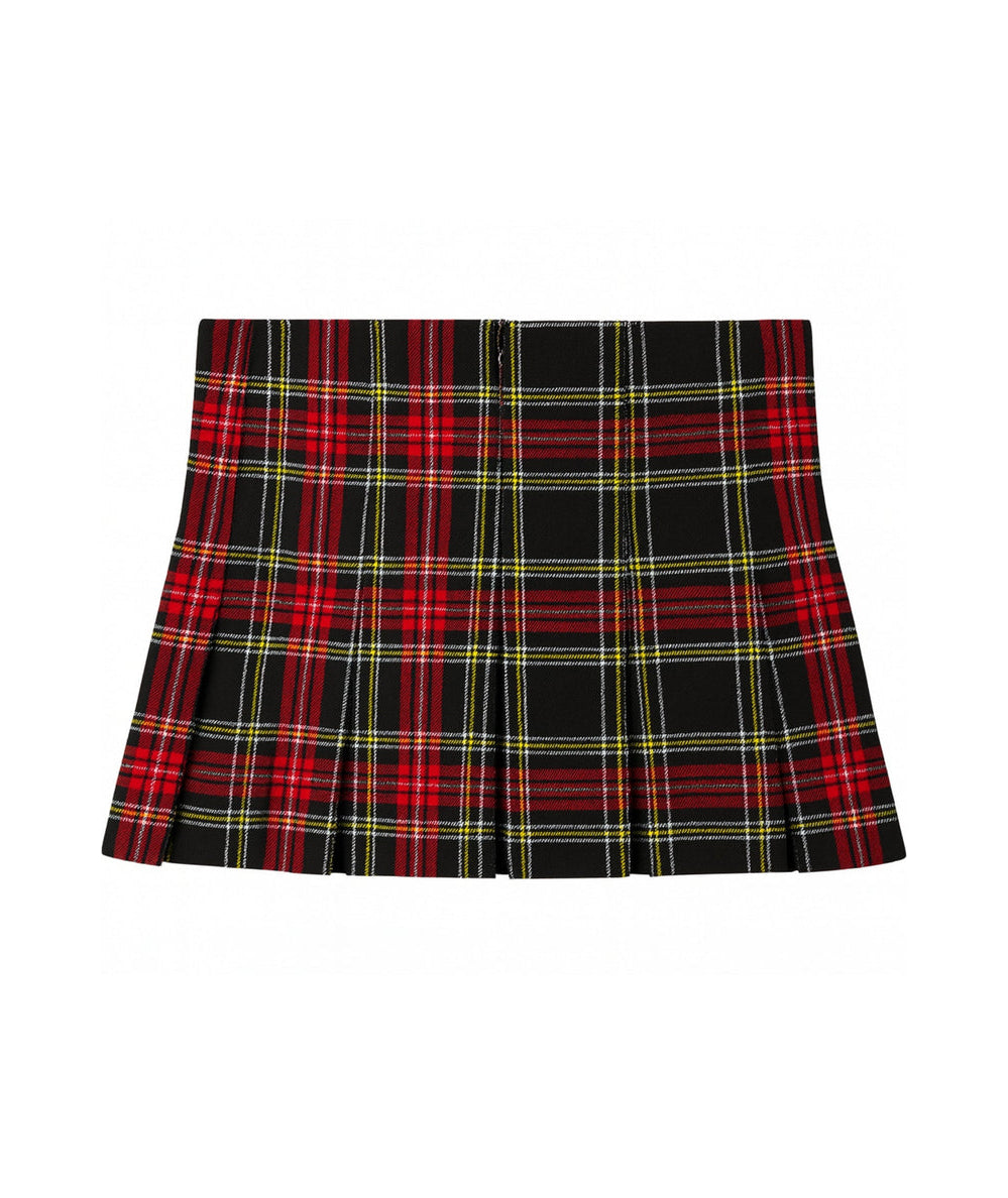 Back view of the KatieJ NYC Tween Axel Red Tartan pleated mini skirt with back zip closure - CAKEWISH.
