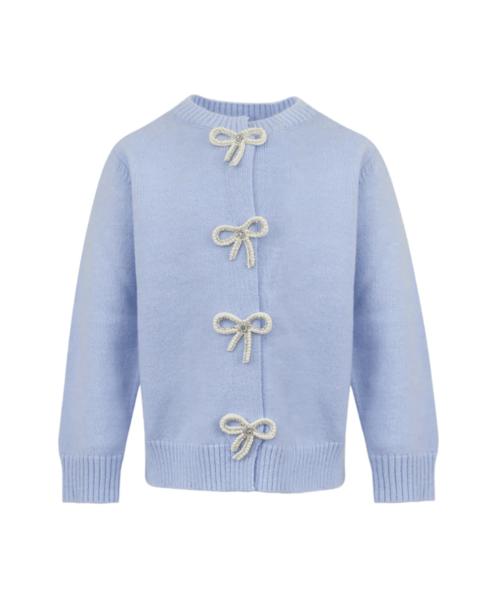 Tween Azure Crystal Bow Cardigan - CAKEWISH