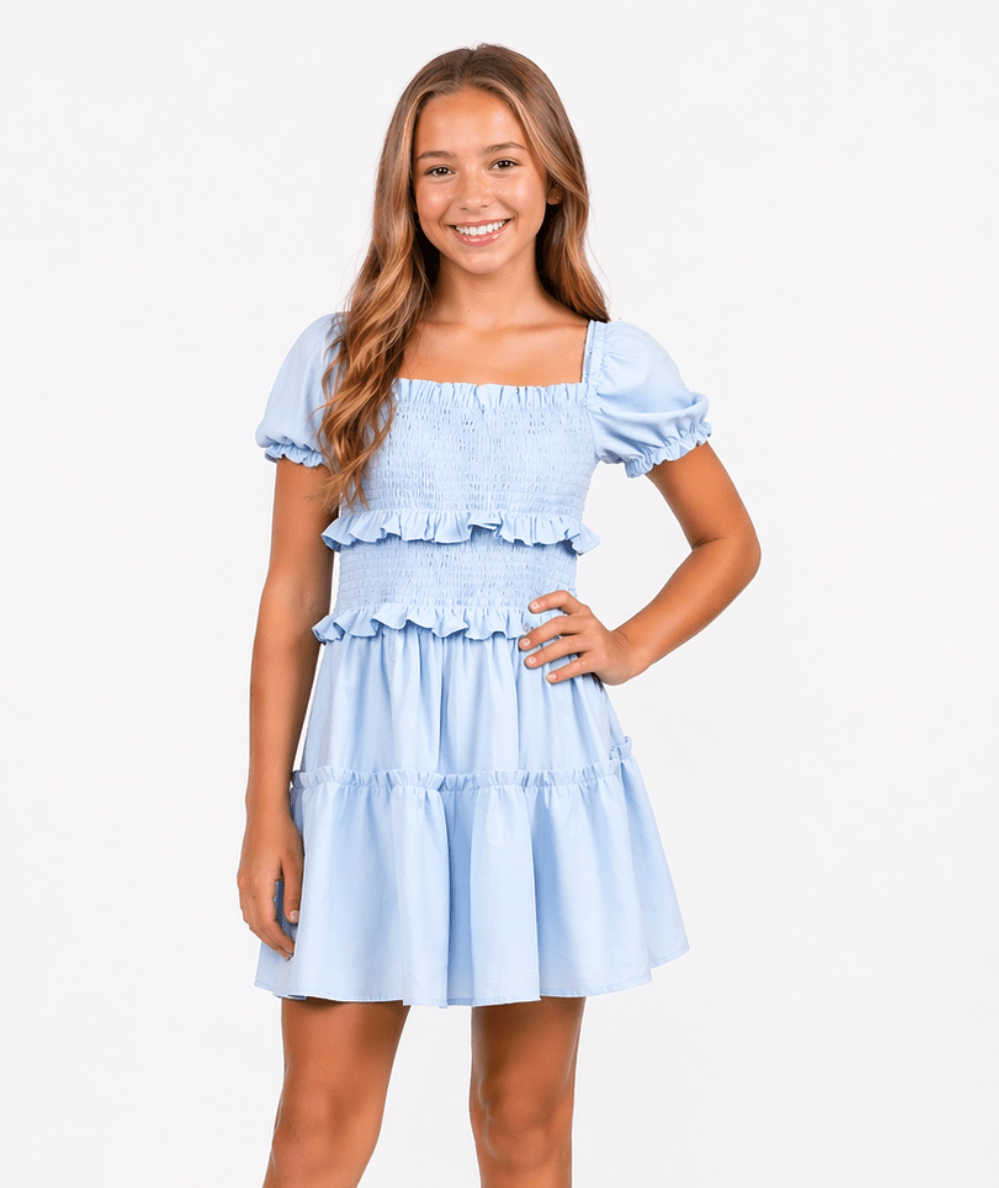Tween Berkley Smocked Puff Sleeve Dress - CAKEWISH