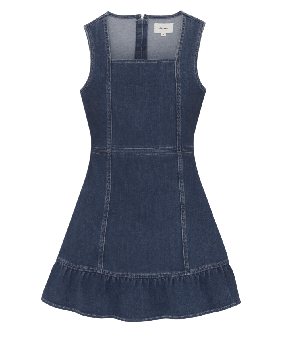 Tween Bety Square Neck Denim Dress - CAKEWISH