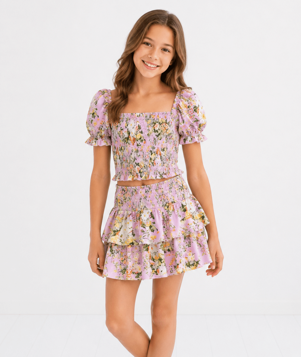 Tween Bianca Floral Print Skirt - CAKEWISH
