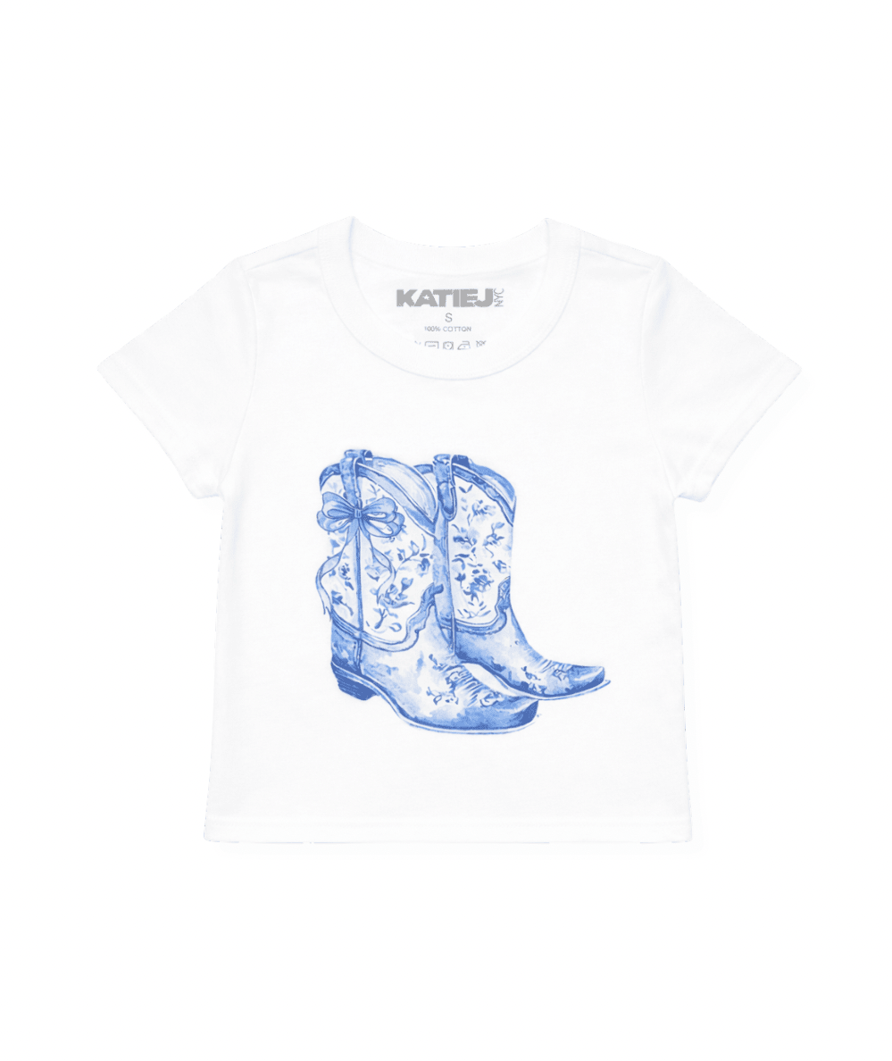 Tween Blue Bow Boots Tee - CAKEWISH