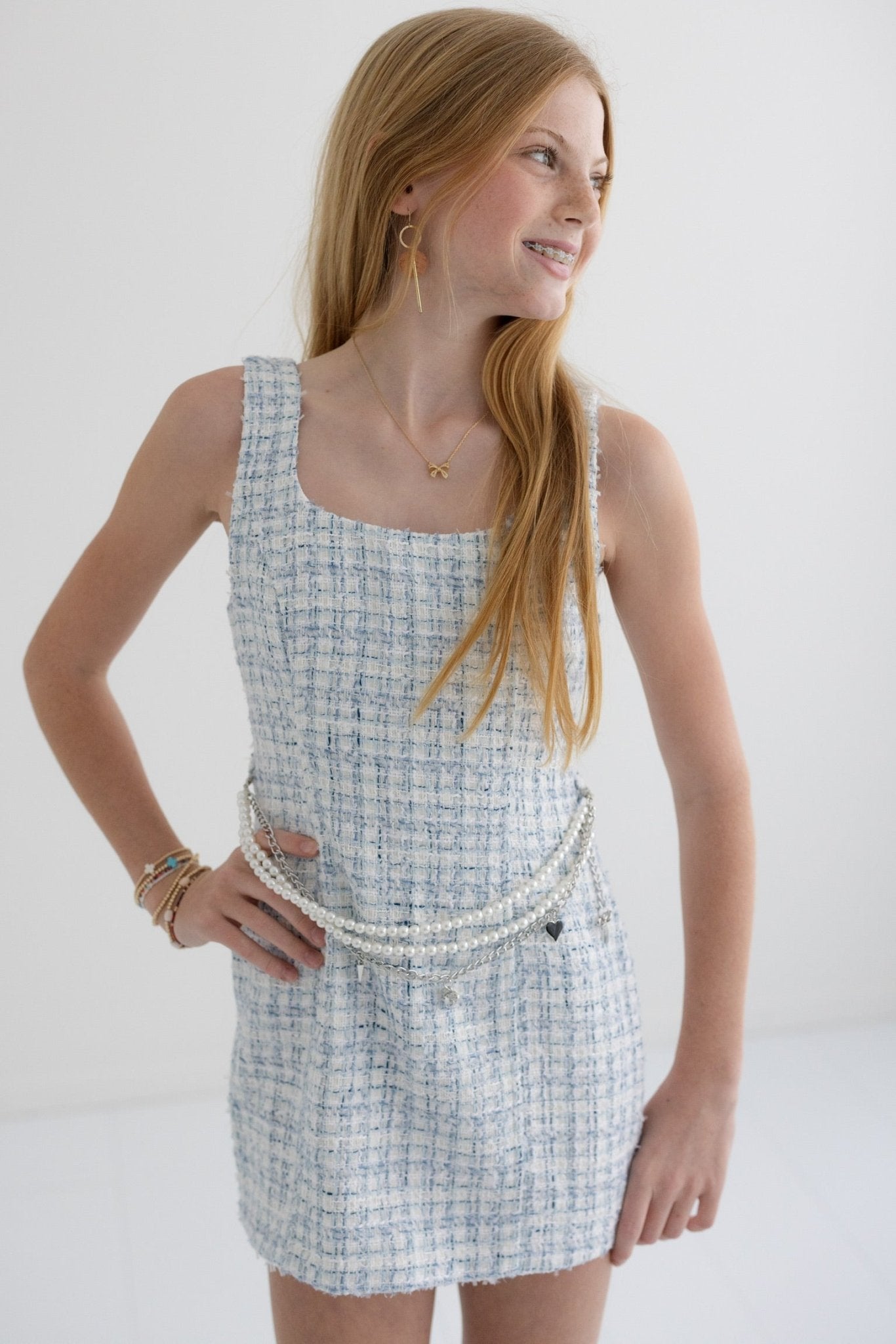 Tween Bouclé Miranda Charm and Pearl Dress - CAKEWISH