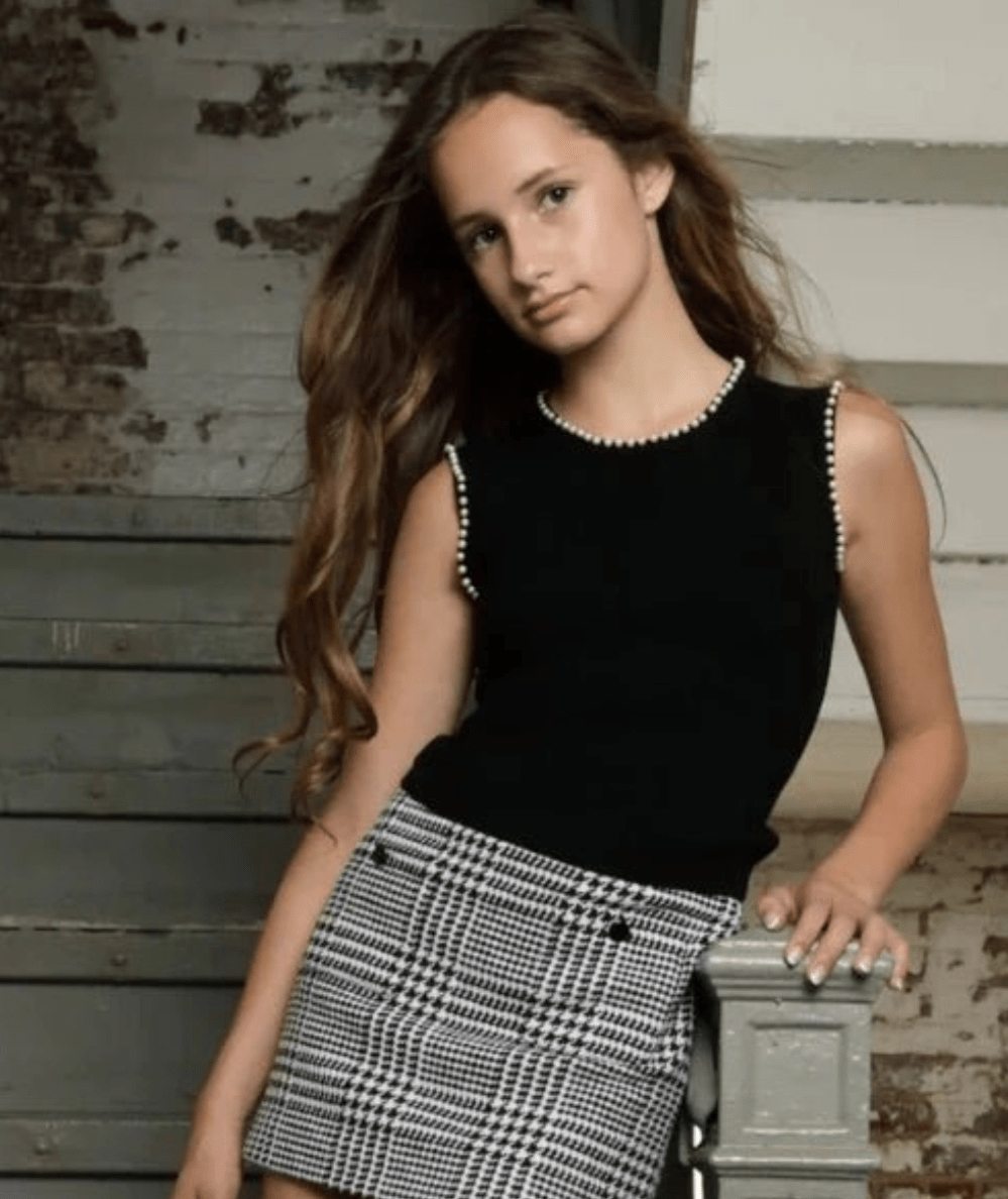 Tween Buffy Pearl Trim Knit Top - CAKEWISH