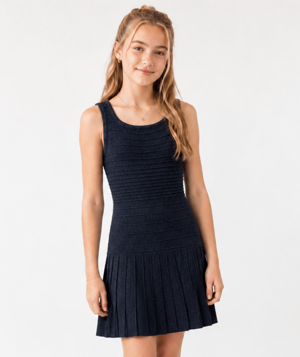 Tween Carrie Ann Shimmer Dress in Navy - CAKEWISH