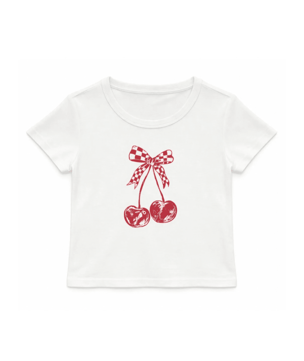 Tween Checkered Cherry Tee - CAKEWISH