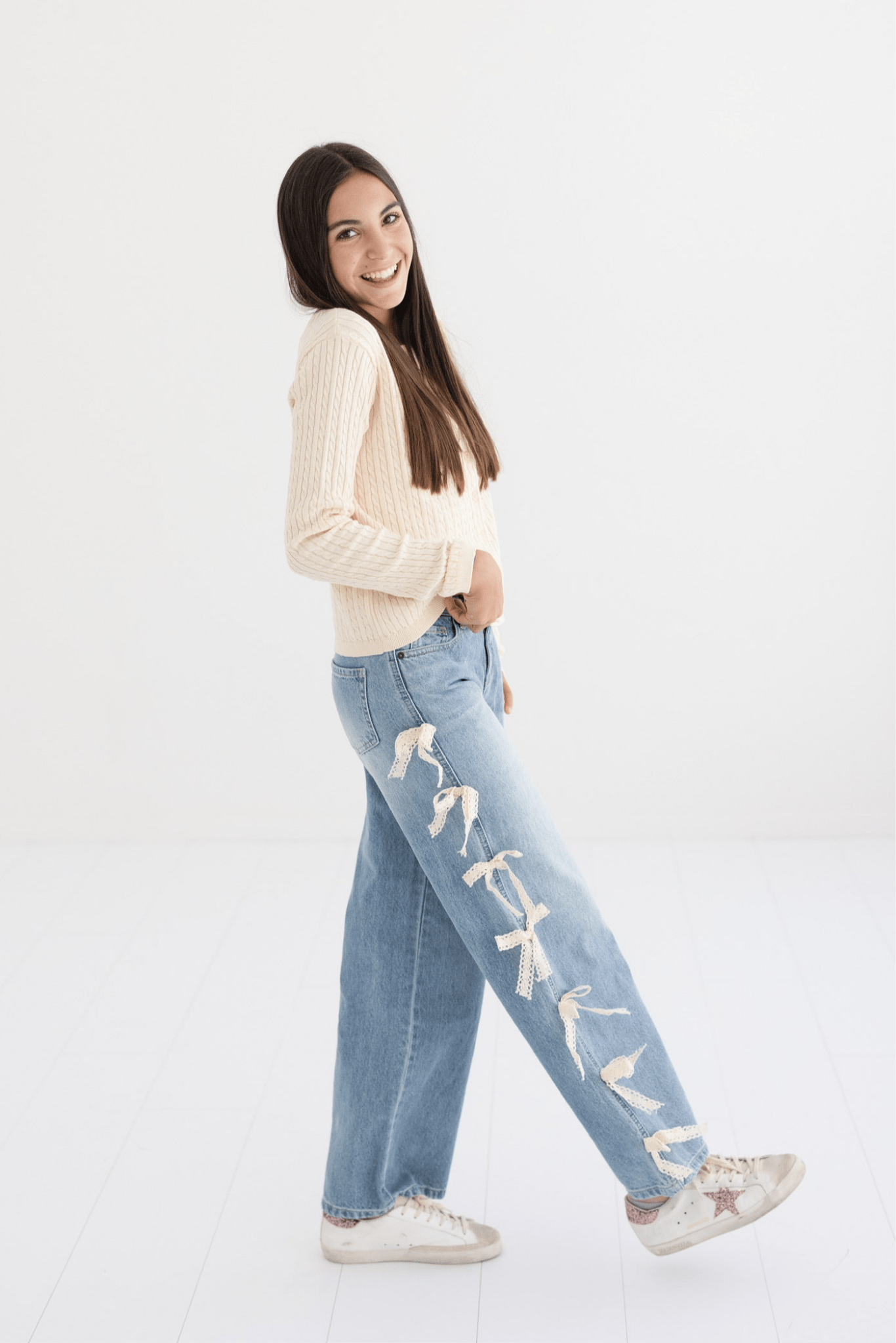 Tween Chicago Low Rise Jeans with Lace Bows - CAKEWISH