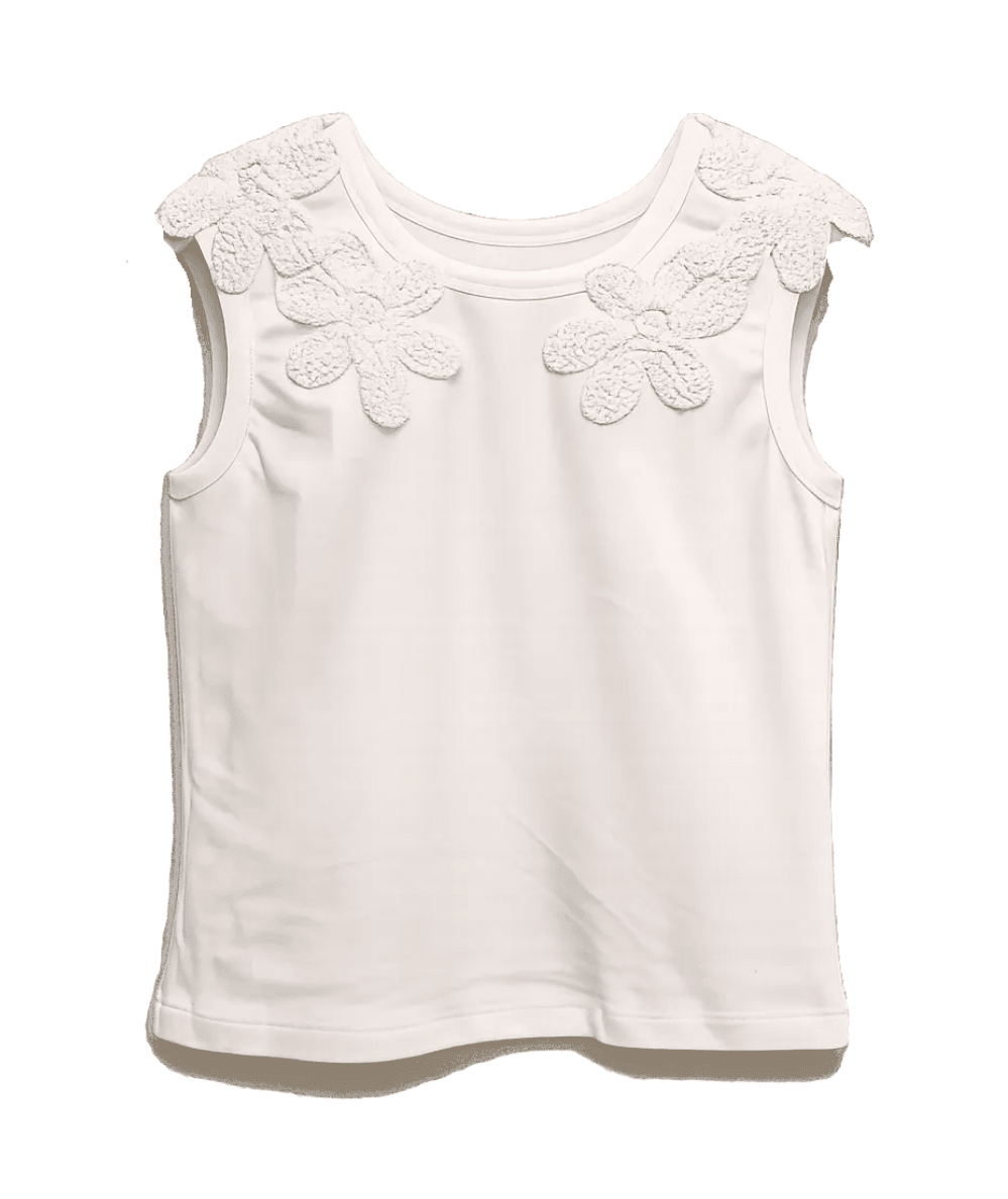 Tween Crochet Flower Trim Tank - CAKEWISH