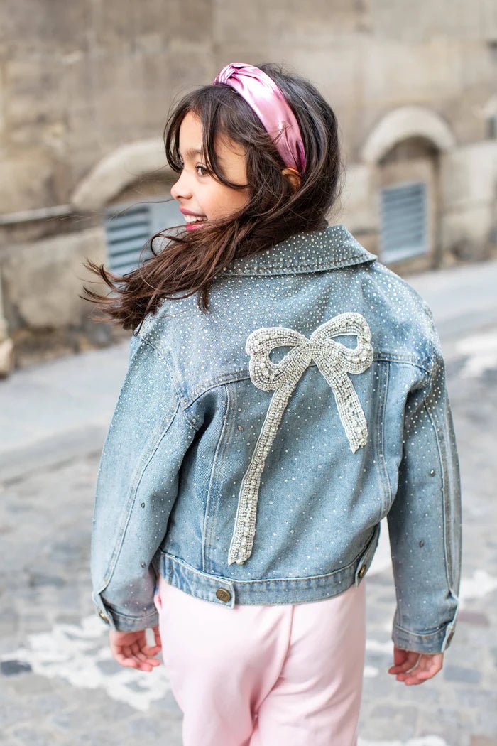 Tween Crystal Bow Denim Jacket - CAKEWISH
