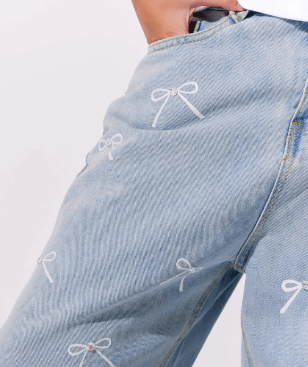 Tween Crystal Bow Jeans - CAKEWISH
