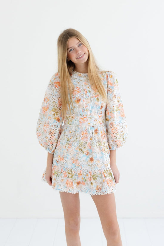 Tween Daphne Embroidered Long Sleeve Dress - CAKEWISH