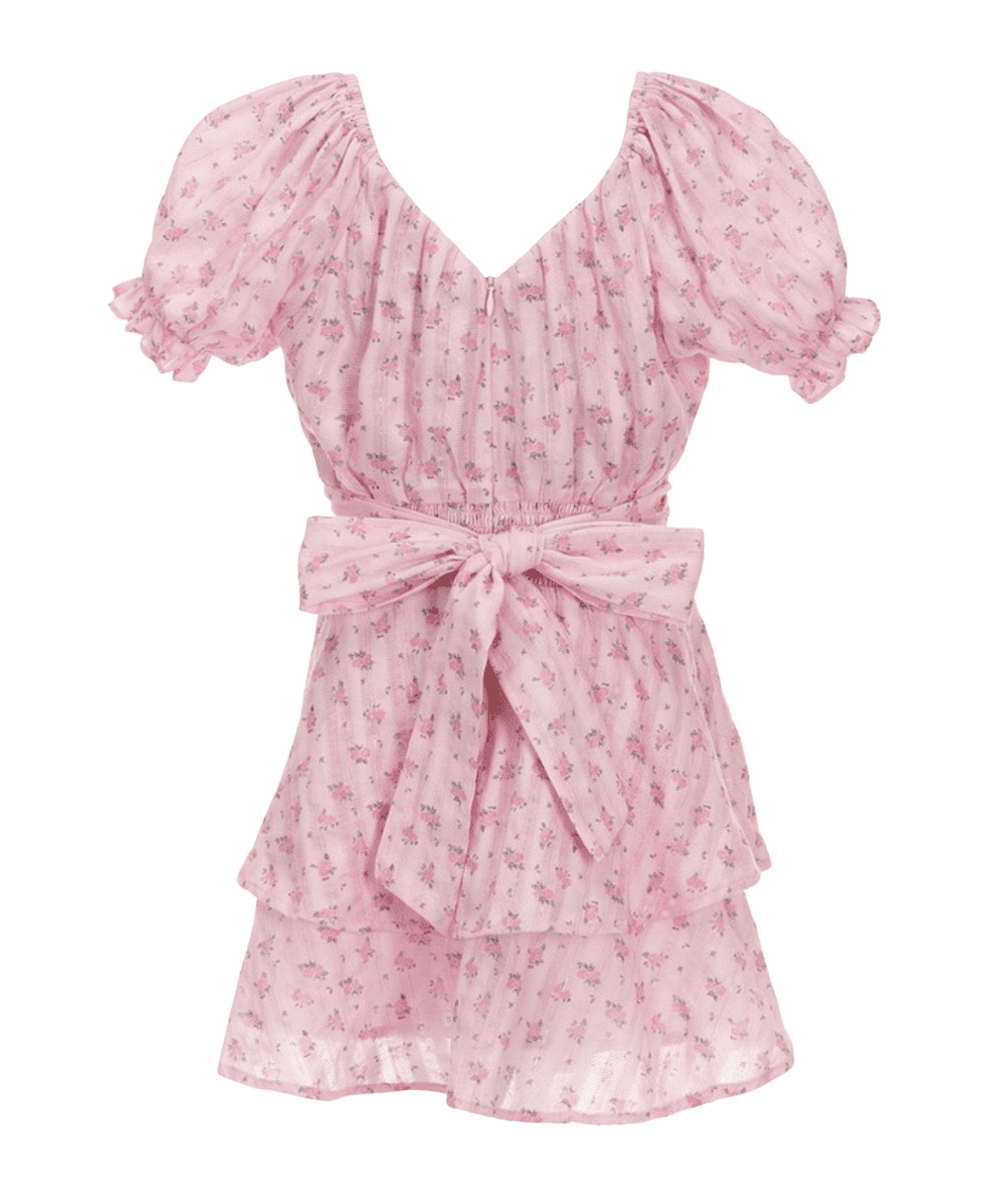 Tween Delilah Print Tie Waist Dress - CAKEWISH