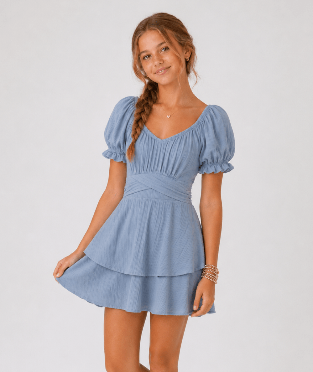 Tween Delilah Solid Tie-Waist Dress - CAKEWISH