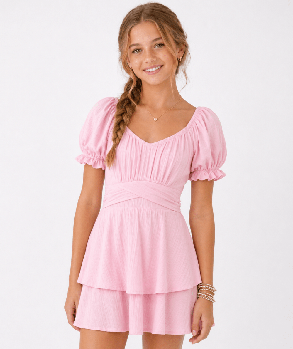 Tween Delilah Solid Tie-Waist Dress - CAKEWISH