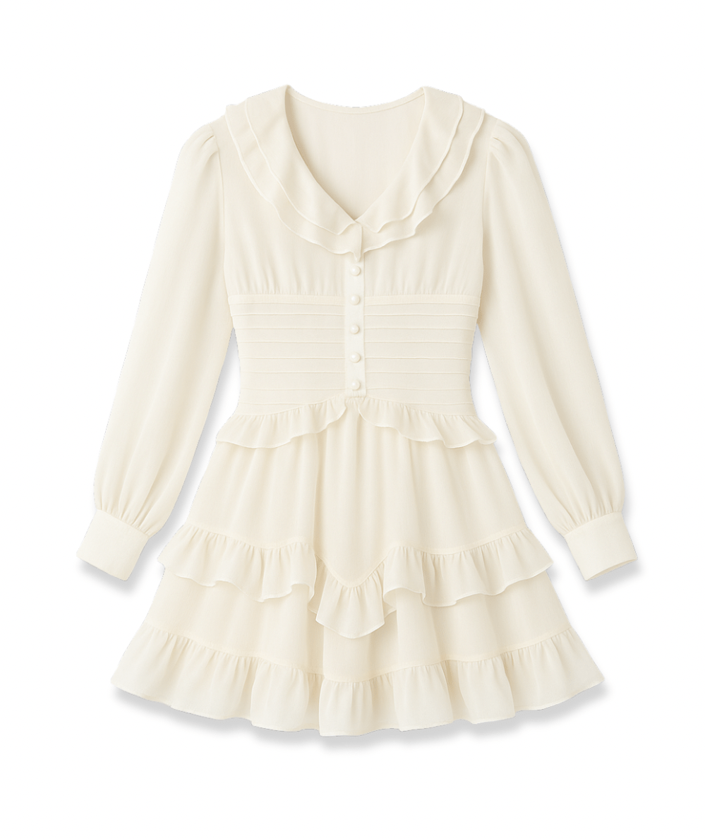 white smock dress long sleeve White Midi Dress - Smocked Dress - Long Sleeve Midi