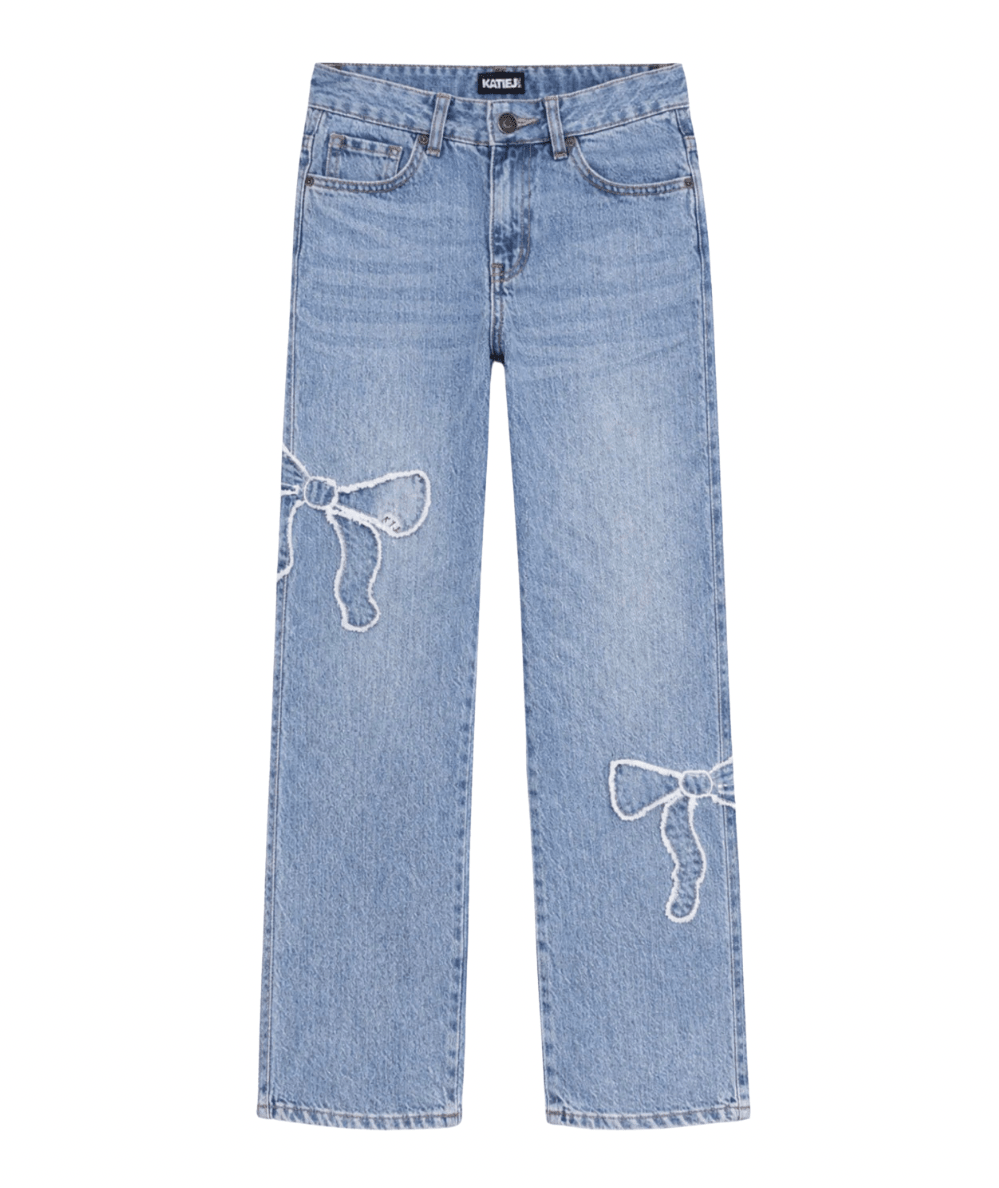 Tween Distressed Bow Appliqué Jean - CAKEWISH