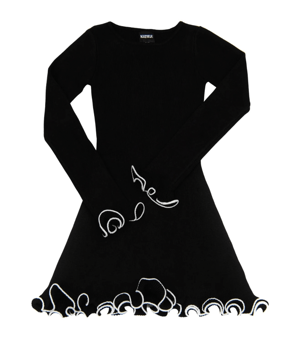 Tween Ellis Lettuce Edge Long Sleeve Dress - CAKEWISH