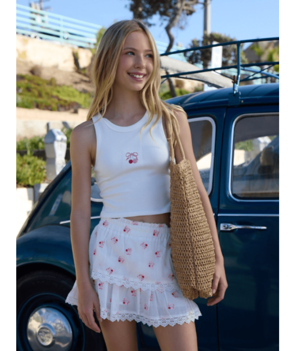 Tween Embroidered Mini Skort - CAKEWISH