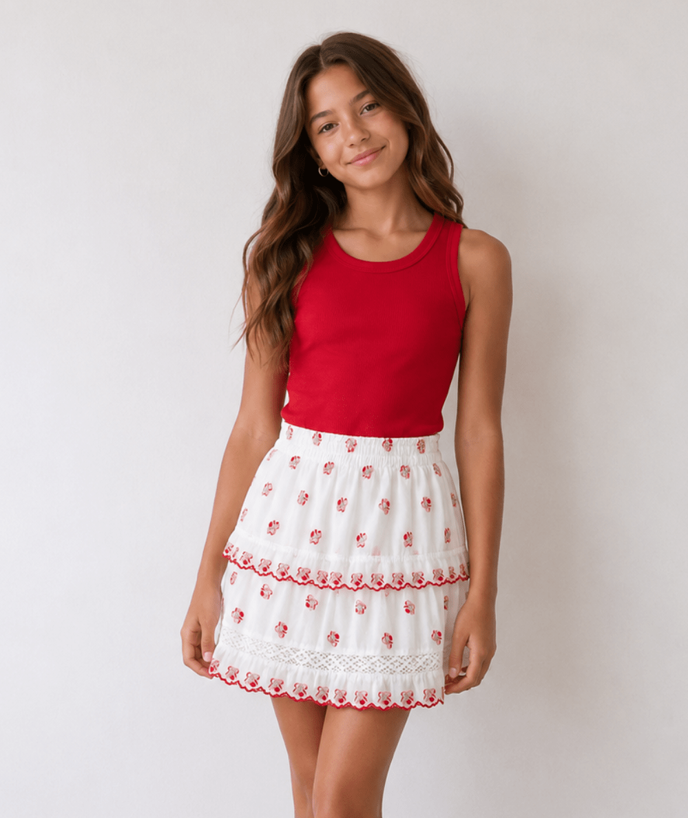 Tween Embroidered Mini Skort - CAKEWISH