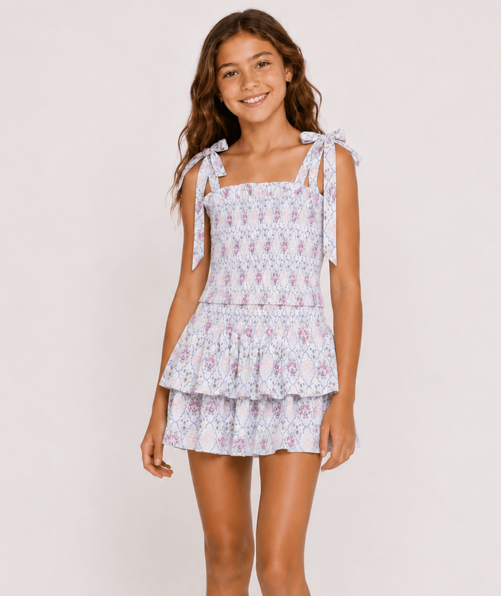 Tween Emerson Smocked Tie Strap Dress - CAKEWISH