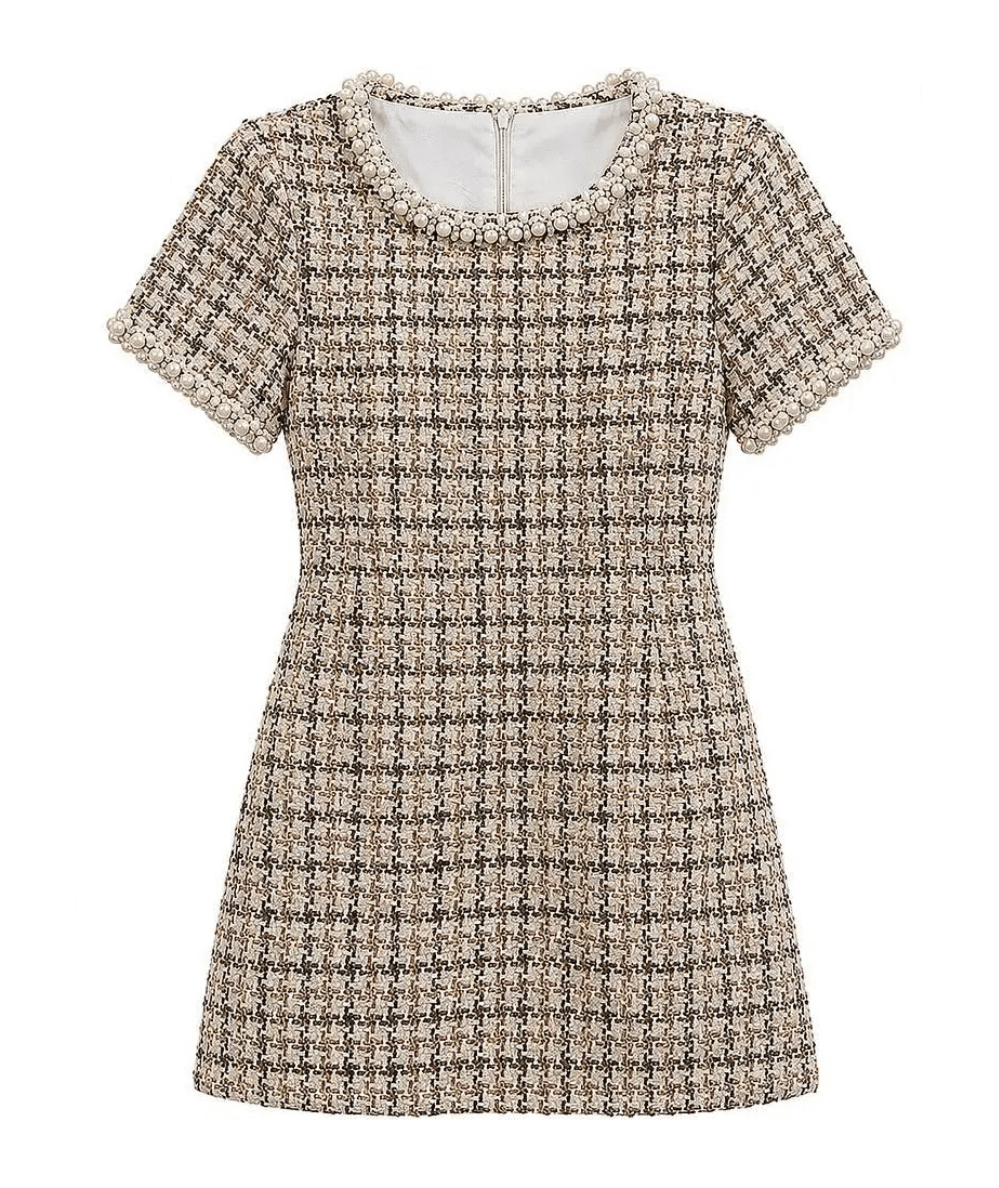 KatieJ NYC Tween Emmy Lou Cap Sleeve Sequin Bouclé Dress with Pearl Trim - CAKEWISH
