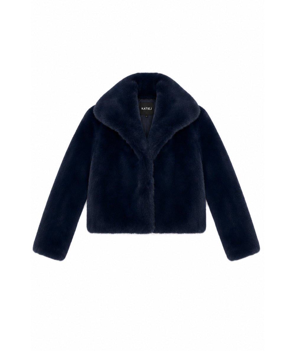 Tween Evening Blue Romani Cropped Fur Jacket - CAKEWISH