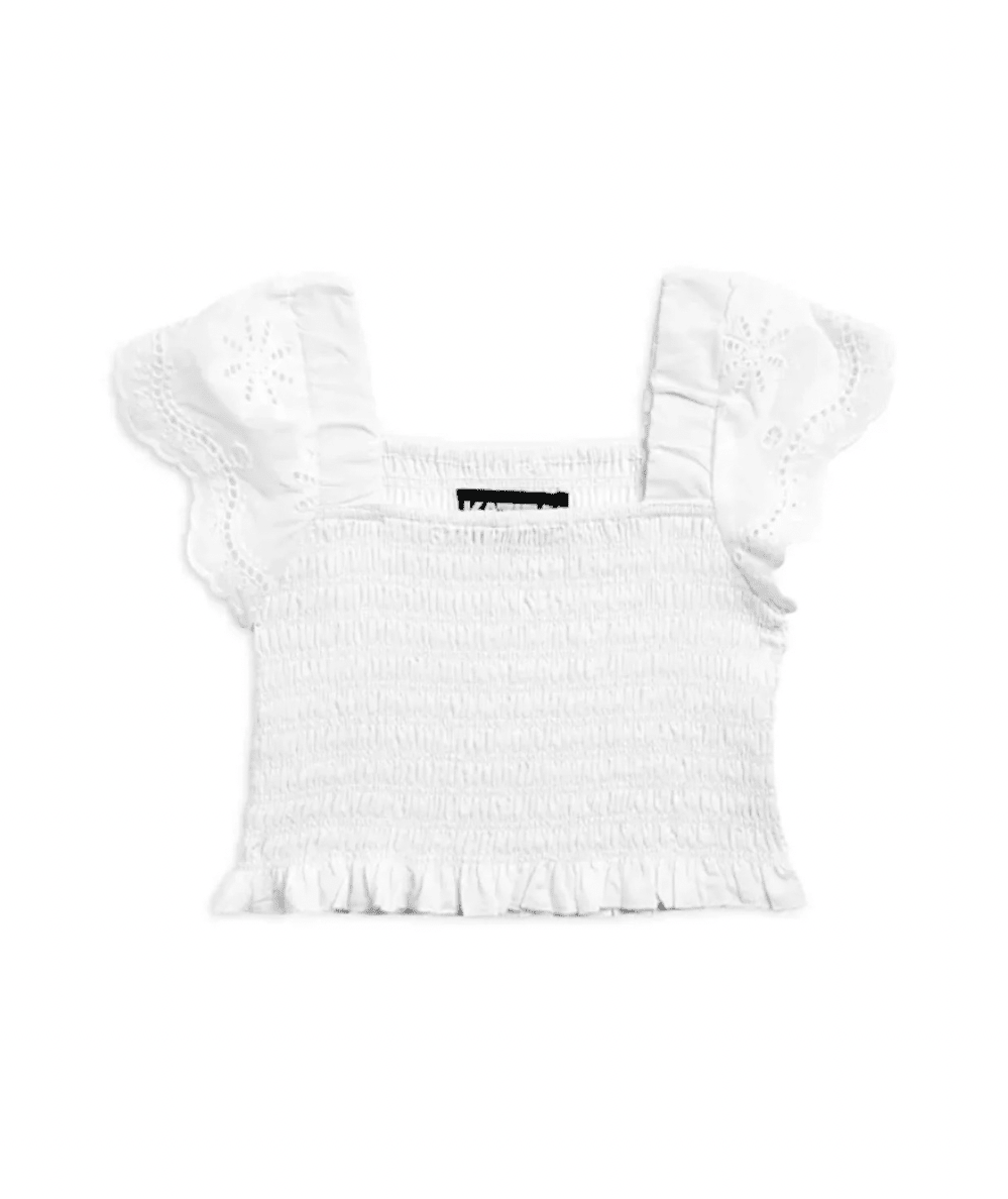 Tween Faye Eyelet Smocked Top - CAKEWISH